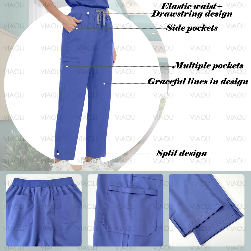 Uniformes de Cirurgia Médica para Mulheres e Homens, Design de Tecido High End, Conjunto Scrubs, Roupas de Trabalho Beleza, Acessórios Hospitalares, Novo