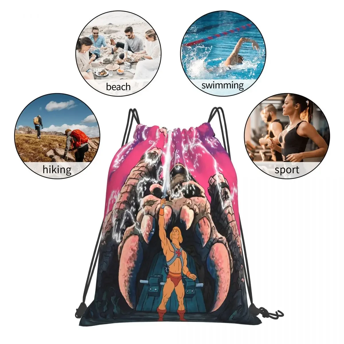 He-man Transform Tribute Backpacks Portable Drawstring Bags Drawstring Bundle Pocket Sports Bag BookBag For Man Woman Students