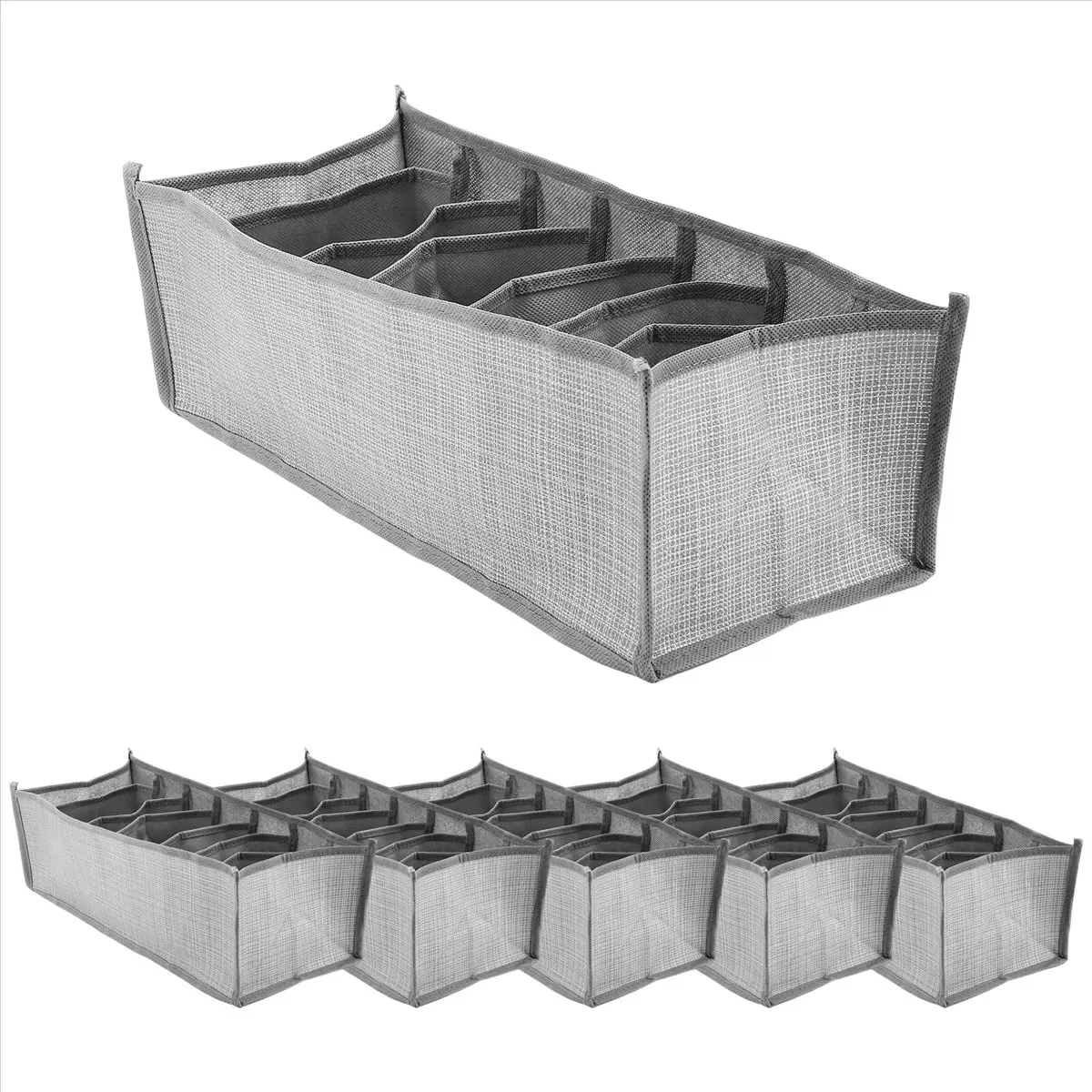 MALL 6Pcs Drawer Boxes for Jeans Trousers T-Shirt Storage Boxes Organiser Cupboard Wardrobe Drawers Organiser 7 Grids S