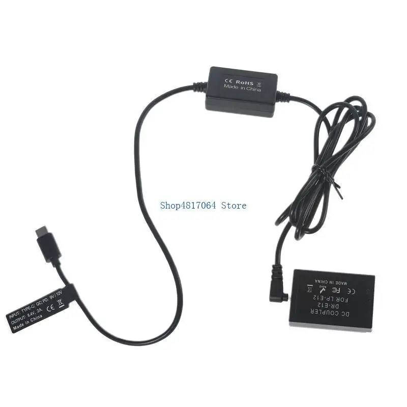 

T3LB Portable Type-C to for LP E12 Dummy Battery Power Adapter for M2 M100