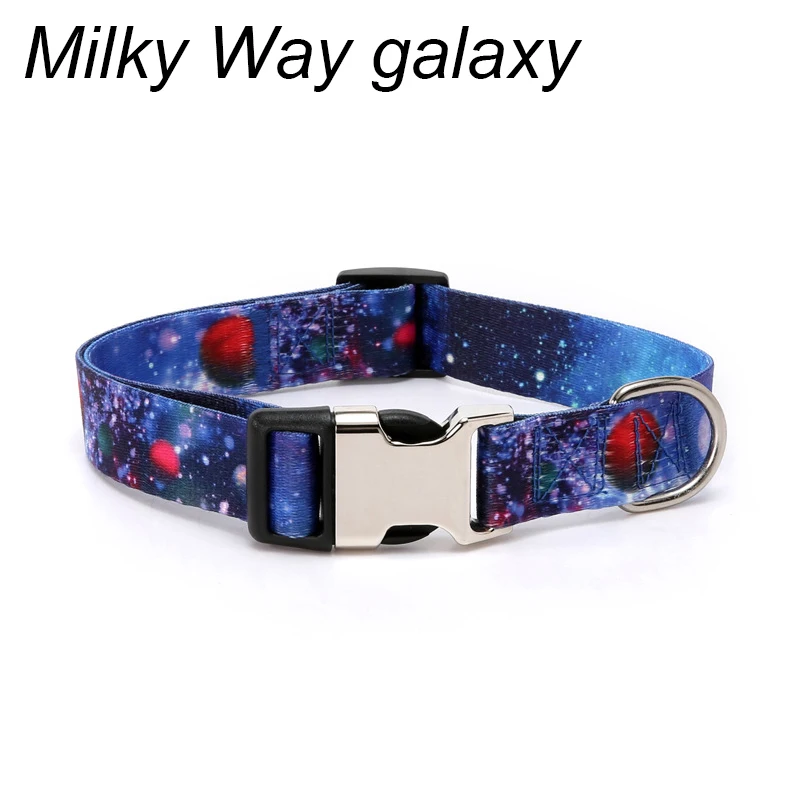 Personalised Forest Pattern Dog Collar Adjustable Nylon Pet Lead_voghion.com
