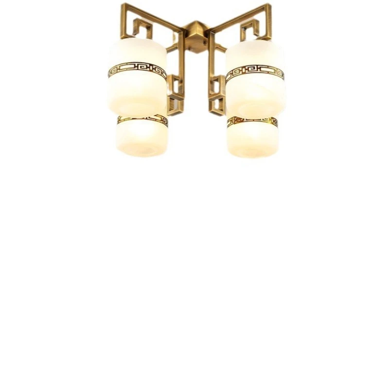 

New Chinese all-copper marble ceiling lamp simple dining room living room