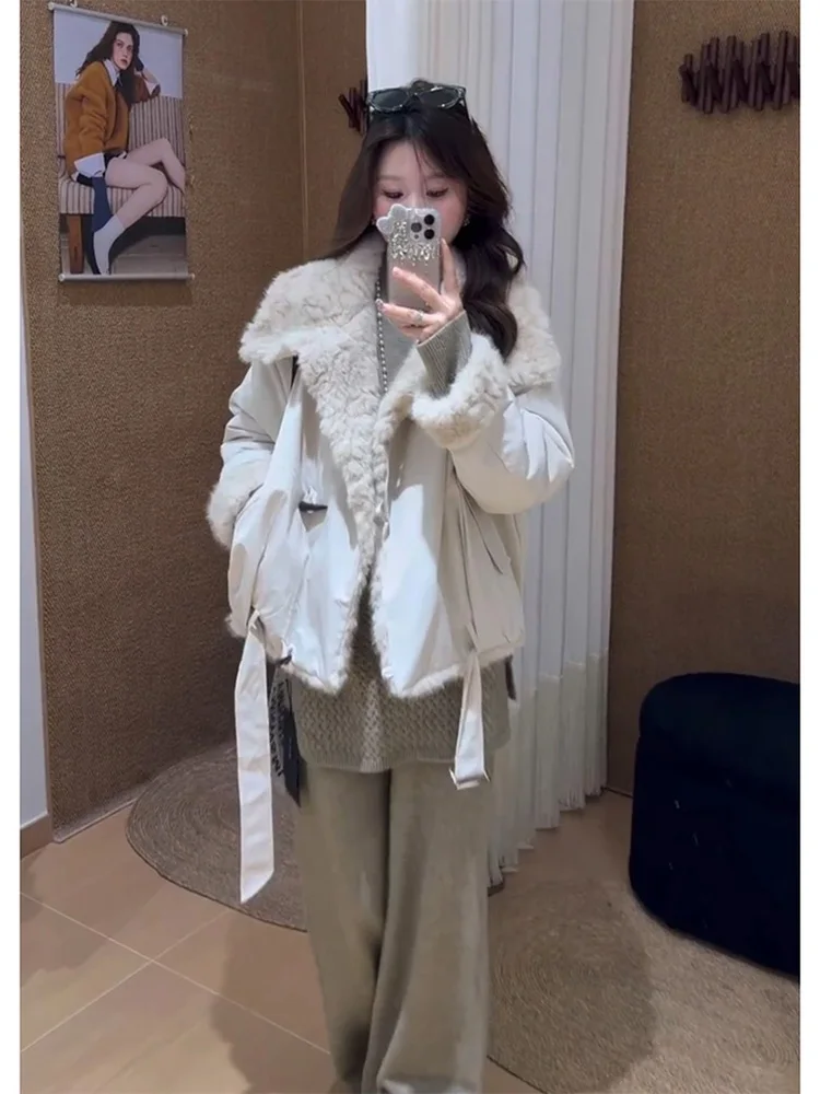 Slimming High Waist Wide Leg Casual Pants Women's Loose Fit Patchwork Design Winter New Style Cleanfit Parkyeon Polyester Fiber