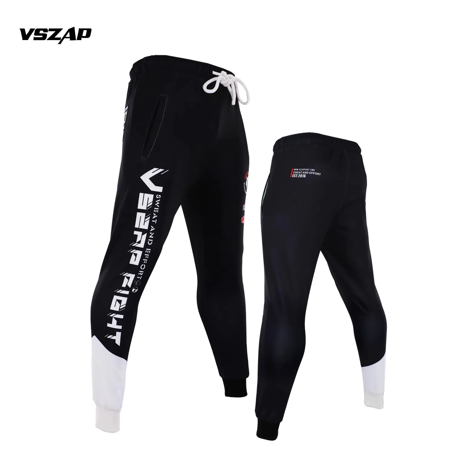 Vszap Black White Stitching Stand Neck Zipper Jacket Mma Combat Thai Boxing Training Martial Arts Jujitsu Fitness