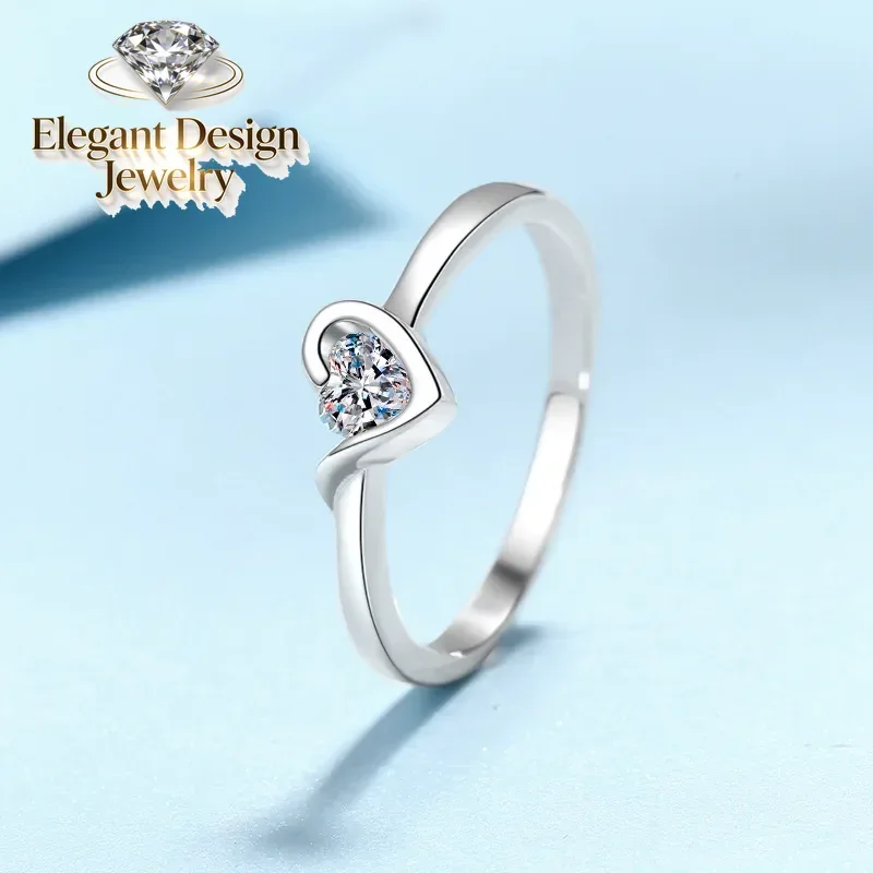 

Luxury 0.3ct Love Moissanite Diamond Ring for Girl, Platinum Pt950 Heart-shaped Ring Versatile Valentine's Day Gift Fine Jewelry
