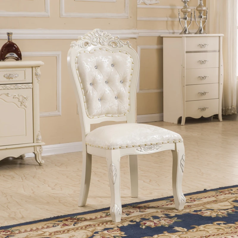 Leather Lounge Queen Dining Chairs White Party Hotel Mobile Dining Chair Bedroom America Chaises Salle Manger Home Furniture