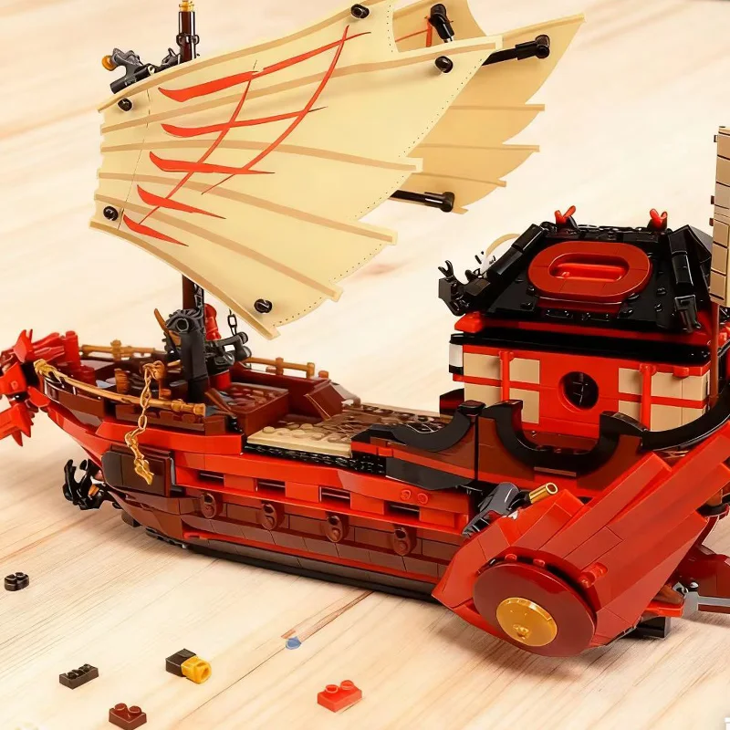 مجموعات متوافقة مع MOC من الطرف الثالث لبنات البناء Destiny Dragon Bounty ألعاب تجميع نموذج باخرة كبيرة للأطفال #2