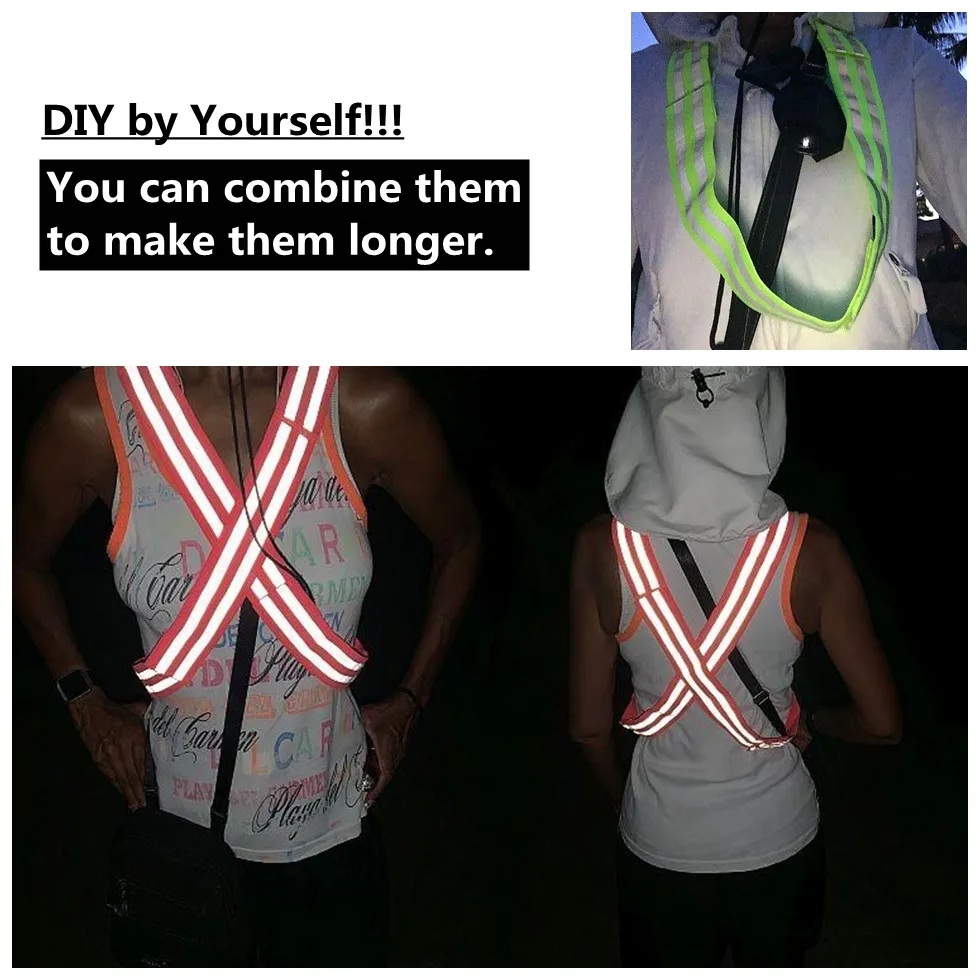 Bandas reflectantes elásticas para el brazo, cinta reflectora para tobillo, pierna, advertencia, correas de seguridad para ciclismo nocturno, correr, pesca