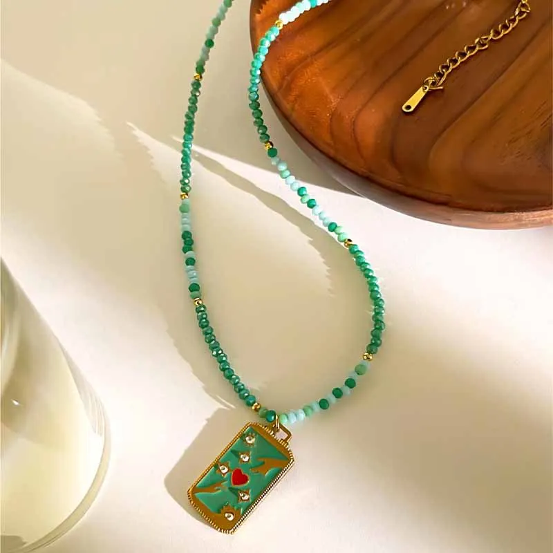 PRISCA | Square Brand Rhinestone Necklace Women Stainless Steel  Bohemian Party Jewelry Luxury New 2025