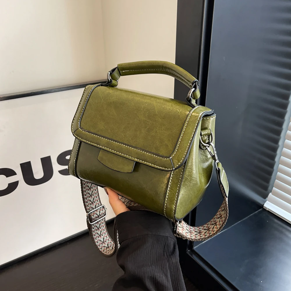 

Light Luxury Glossy Pu Fashion Crossbody Bag Women's Chic Solid Color Buckle Zipper Square One Shoulder Bags Commute Handbags