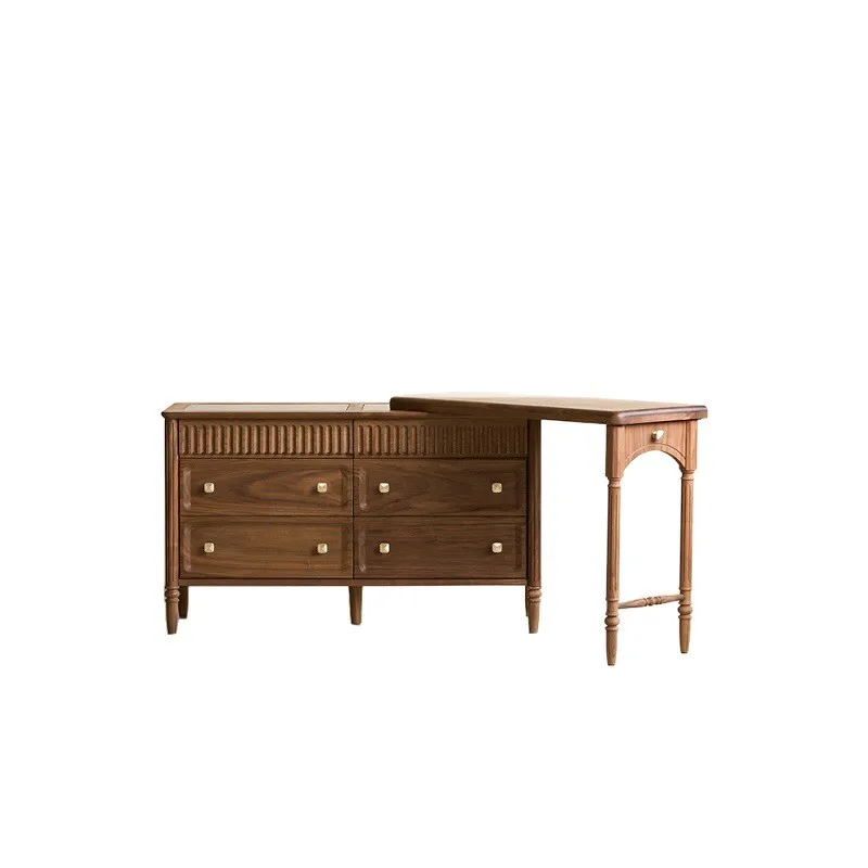 Comò e mobiletto in legno massello di noce nera personalizzabile Comò combinato cinese per camera da letto retrattile retrò francese integrato