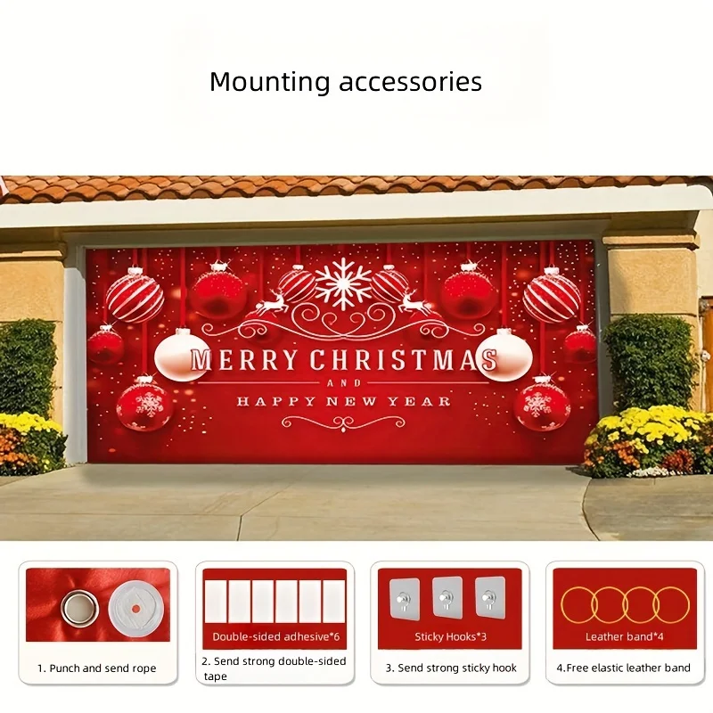 لتزيين باب المرآب خلفية قماشية لحفلات عيد الميلاد وترتيب مستلزمات مطابقة #4