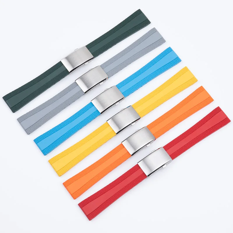 22-18mm 24-20mm FKM Soft Nature Fluoro Rubber Watchband Fit For Breitling Strap For Superocean Navitimer Avenger Bracelet