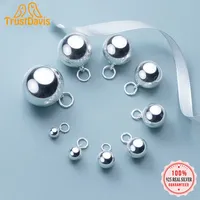 TrustDavis Real 925 Sterling Silver 5 6 7 8 10 12 16 18 20 22 24mm Ball Beads Pendant Handmade DIY Accessories Jewelry HY952