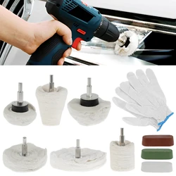 10/7Pcs Cotton Lint Cloth Polishing Wheels Buffing Pad Mop Wheel Reusable Grinding Head for car Waxing Hub Beauty Cleaning