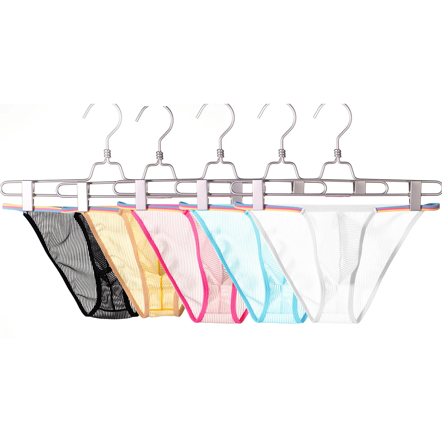 Calzoncillos de poliéster a rayas de talle bajo de secado rápido, 1 unidad, para hombre, varios tamaños, suaves y agradables para la piel