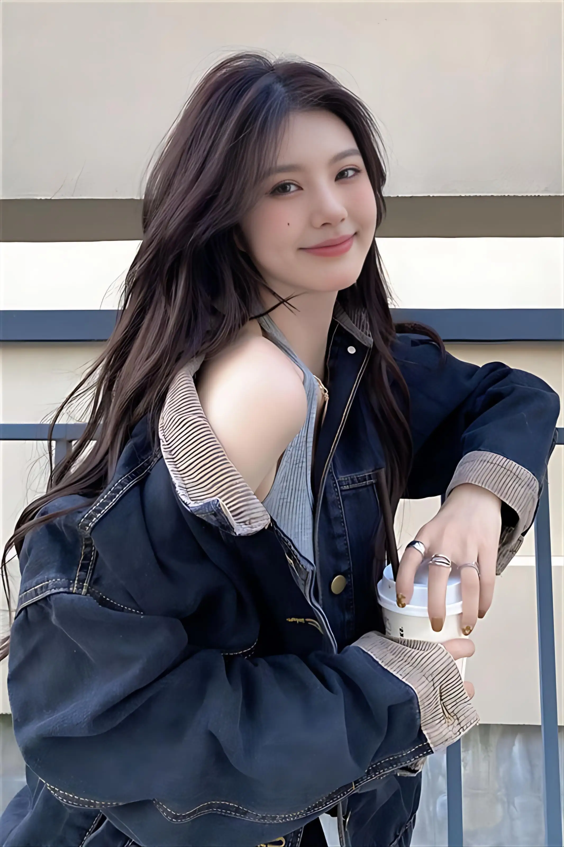 

Denim Coat Girls Womens Winter Snap Button Quilted Plush Steampunk Waist-Cinching Hooded Cozy Flared Fleece-Like Layered Jackets