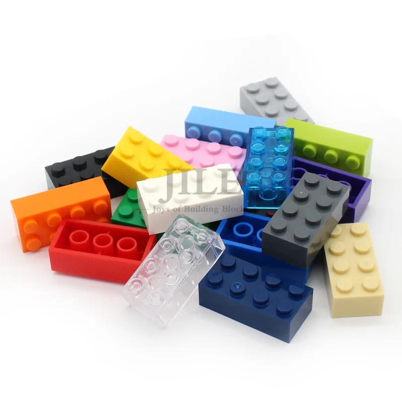 100pcs Moc Creative Brick 2x4 3001 Basics Enlighten Classic Building Blocks Bulk Sets Compatible Assembles Particles Toys