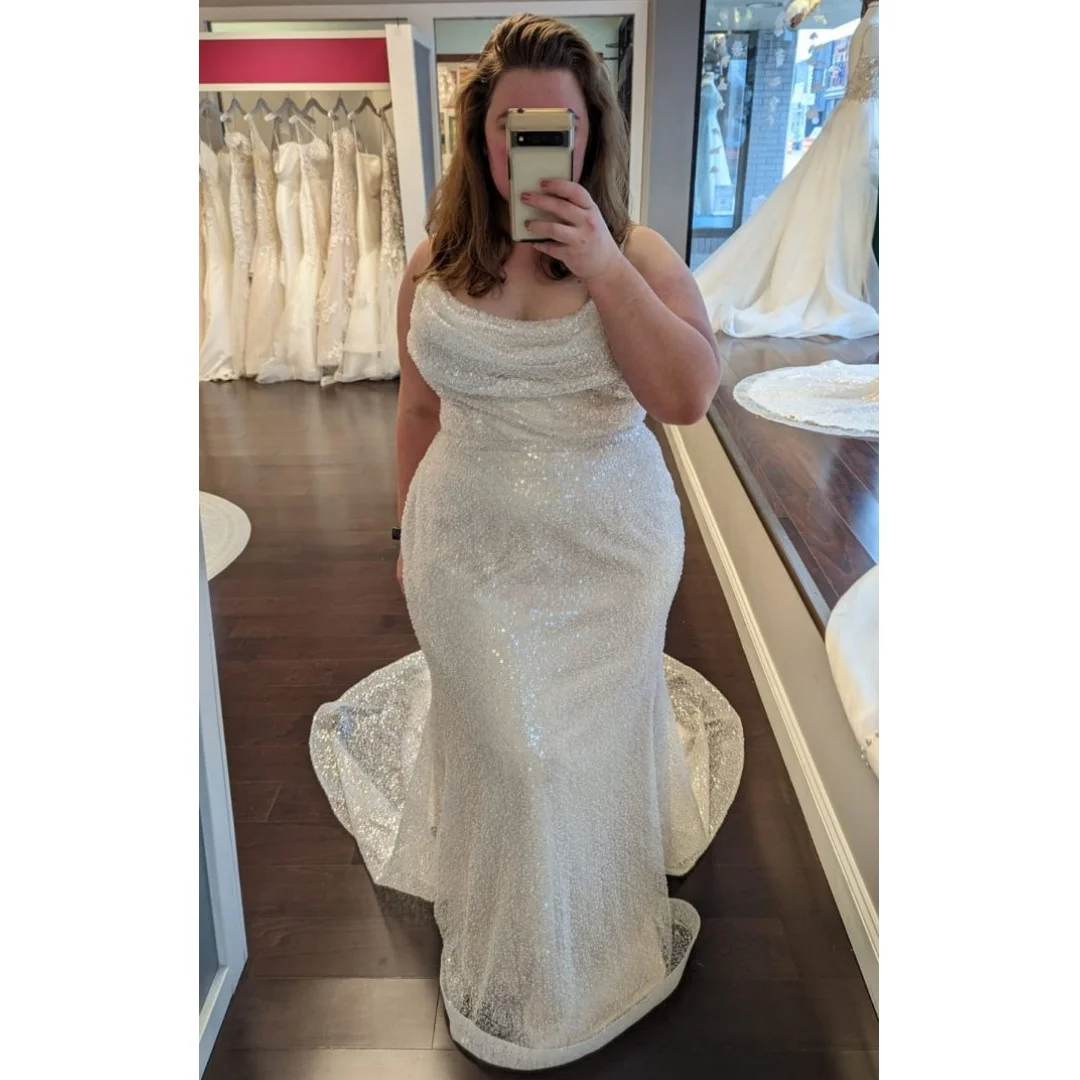 

Mermaid Wedding Dresses Plus Size Sequins Vestido de Novia Elegant Spaghetti Straps Reception Gown Customized Robe De Soirée