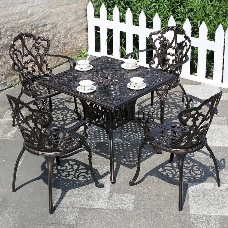 FG فيلا شرفة في الهواء الطلق الحديد المطاوع وكرسي مزيج جديد في الهواء الطلق فناء طاولة القهوة الألومنيوم المصبوب حديقة الترفيه #4