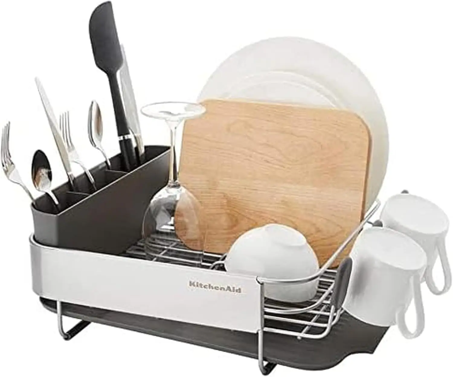 

Компактная, устойчивая к ржавчине сушилка для посуды с наклонной дренажной подставкой и съемным отсеком для столовых приборов, 1 шт.