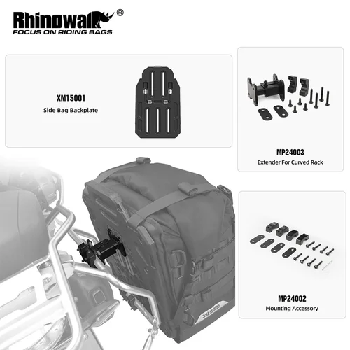 Accesorios de bolsa lateral Rhinowalk para MJX2004 para instalar la bolsa para adaptarse al extensor de estante curvo irregularmente evitar instalar el tubo de escape