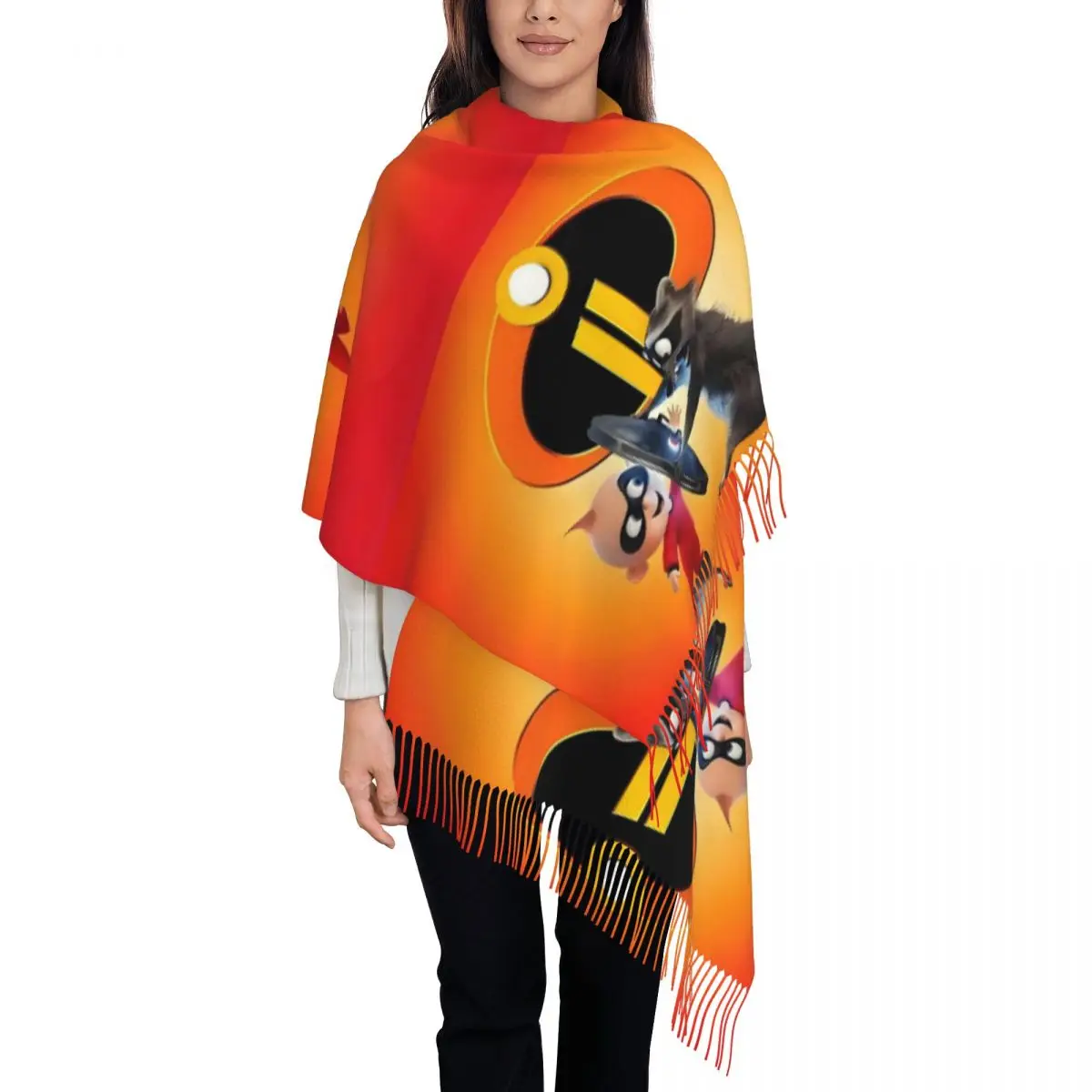 

Женский шарф с кисточками на заказ, мягкий супергеройский фильм, милые забавные шали в стиле аниме, женские зимне-осенние шарфы