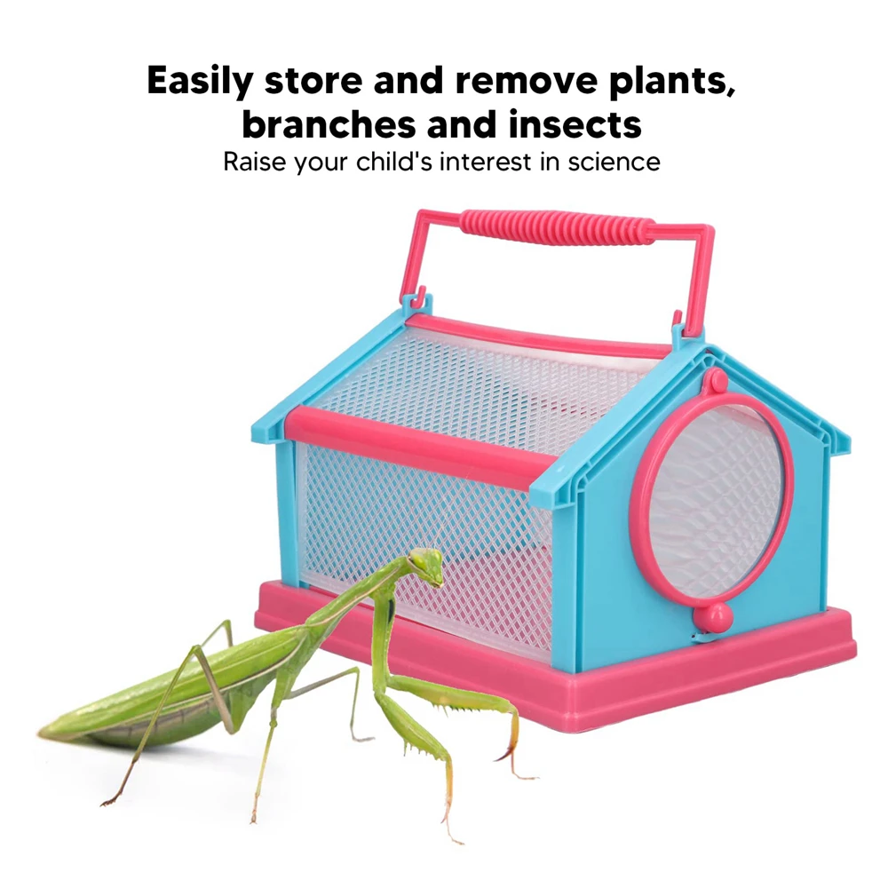 Portable Handle Breathable Butterfly Cage Folding Insect Observer Critter Box Magnifier Silkworm DIY Outdoor Insect Observation