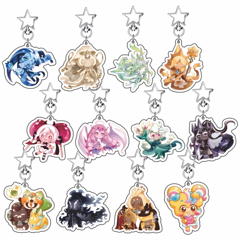 Game Cookie Run Kingdom Acryl-Schlüsselanhänger Taschenzubehör Candy Apple Milk Shadow Pure Vanilla Mystic Flour Schmuck Schlüsselring Geschenk