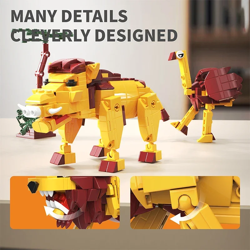 المراعي 4 في 1 الحيوان اللبنات الإبداعية نموذج مجموعات الأسد DIY الطوب ألعاب تعليمية للأطفال الأطفال هدايا عيد ميلاد