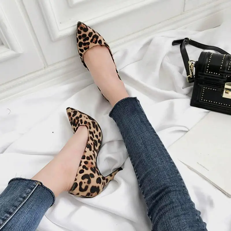 2023 Sexy Elegant Women\'s Fashion Shoes Leopard Print Fashion Pointed Toe High Heels Femme Comfortable Office Pumps