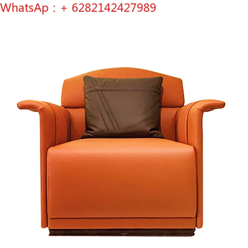 

Postmodern Hong Kong style light luxury living room furniture combination Italian design villa orange sofa chair model room