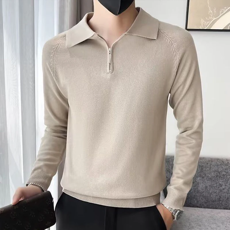 Autumn Winter New Knitwear Solid Long Sleeve Sweaters Men KPOP Fashion Harajuku Ropa Hombre Casual All Match Thick Knitting Tops