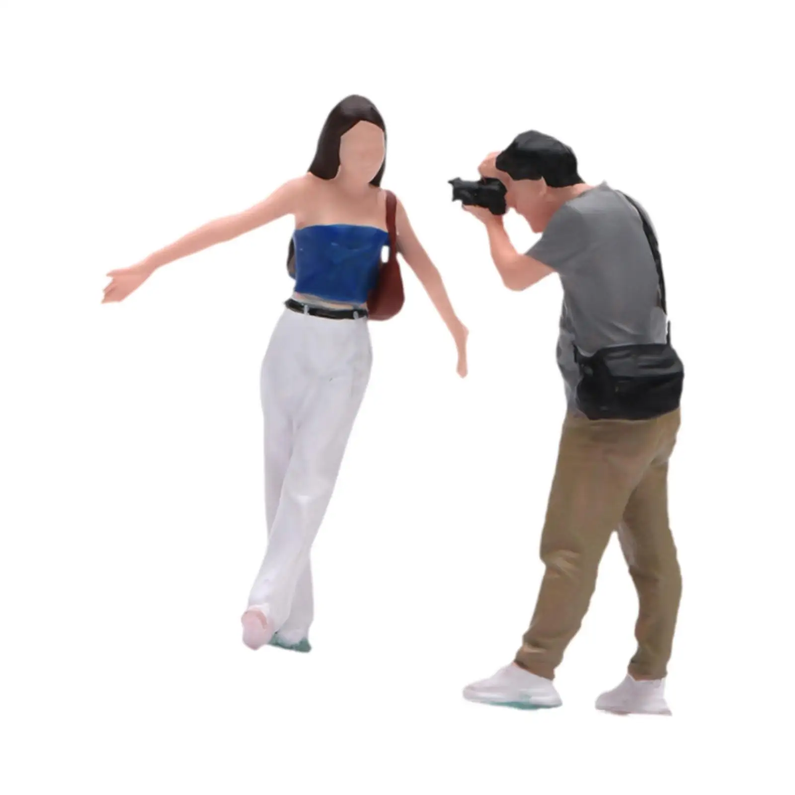 2Pcs 1/64 Figure Model Trains Architectural Movie Prop Diorama Micro Landscape Long Haired Female Hand Painted Resin Figurine