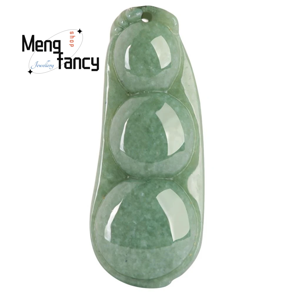 Natural A-goods Jadeite Beans Green Blessed Beans Four Seasons Beans Jade Pendant Simple Elegant Fashion Jewelry Holiday Gifts