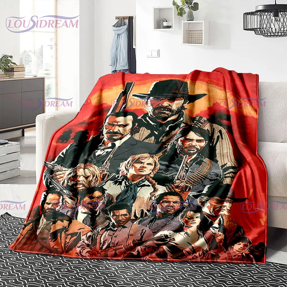 Game Red Dead Redemption Series Blanket John Marston Blanket Flannel Decoration Home Bedspread Cowboy Characters Blanket