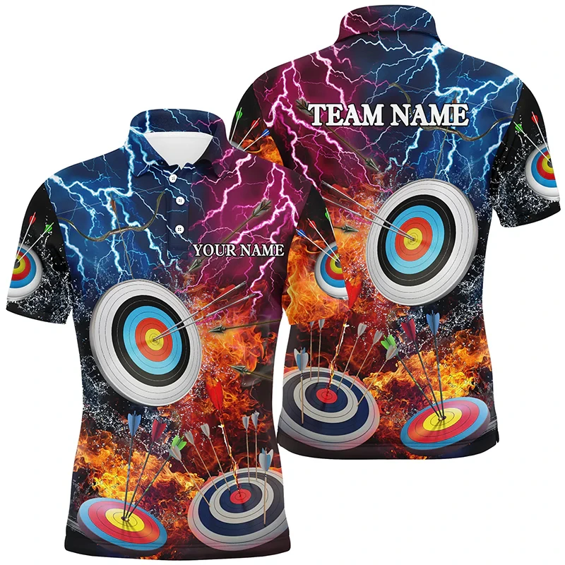 

Fashion Archery 3D Printed Polo Shirt Summer Trend Lapel Button Custom Name Team Name Sports Tees Casual Oversized Team Uniforms
