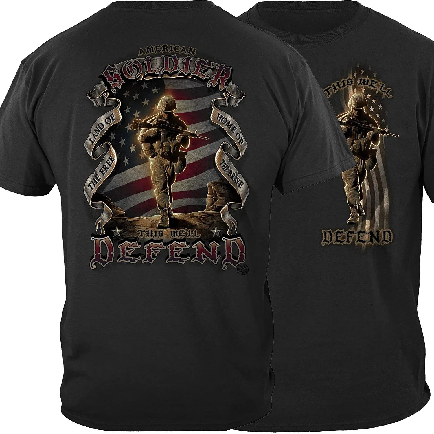 This We Shall Defend American Soldier Inscription Militaly Style T-Shirt New 100% Cotton O-Neck Short Sleeve Casual Mens T-shirt