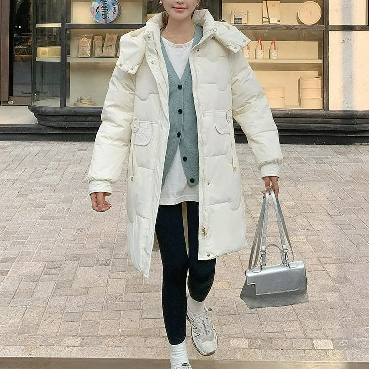 2025 الخريف والشتاء جديد فضفاض منتصف طول أسفل سترة بطة أسفل معطف دافئ المرأة #1