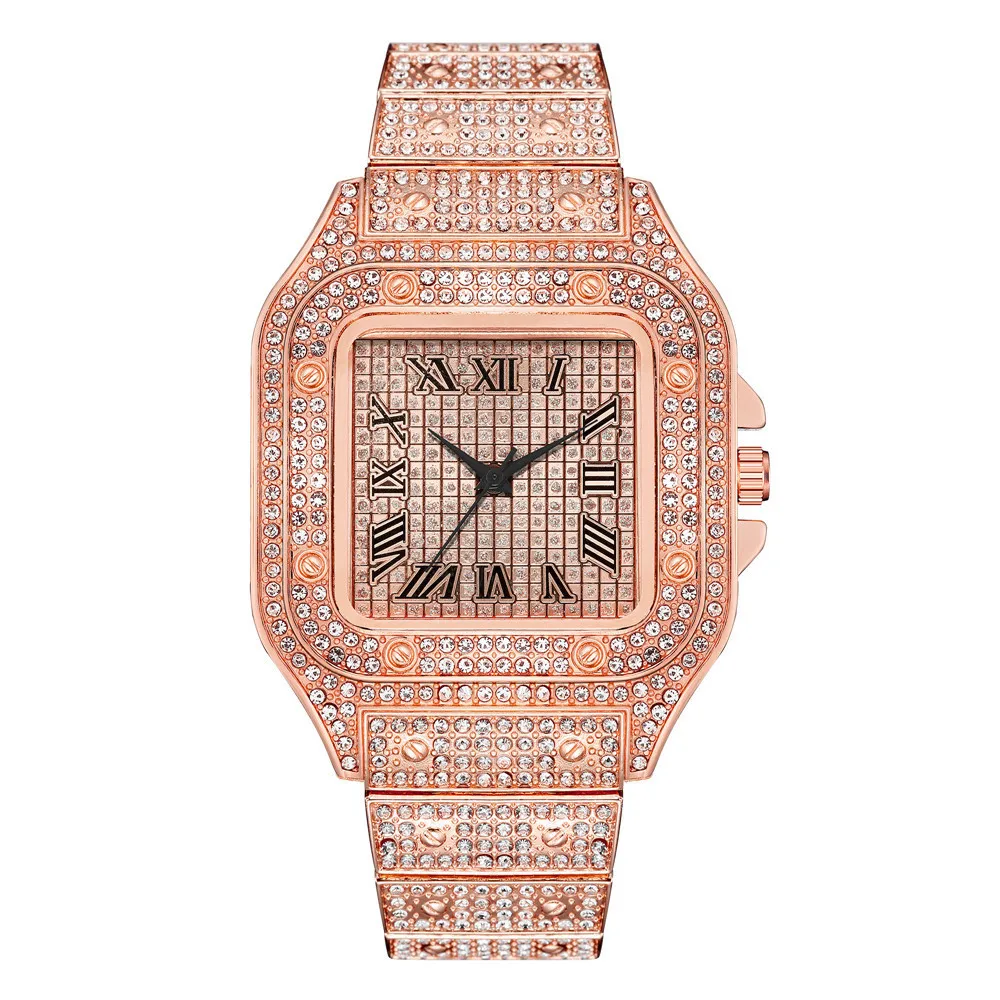 【2024 Luxe Edition】==Roman Numeral Diamond Watch Full Rhinestone Mesh Band Luxury Square Quartz Watch for Women Gift Boxed