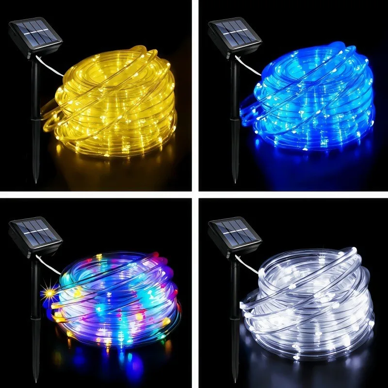 LED Solar Strip Rope Tube Fairy Light Solar Powered Garland String Light Christmas Decor for Outdoor Garden Trawnik Tree Yard Fence