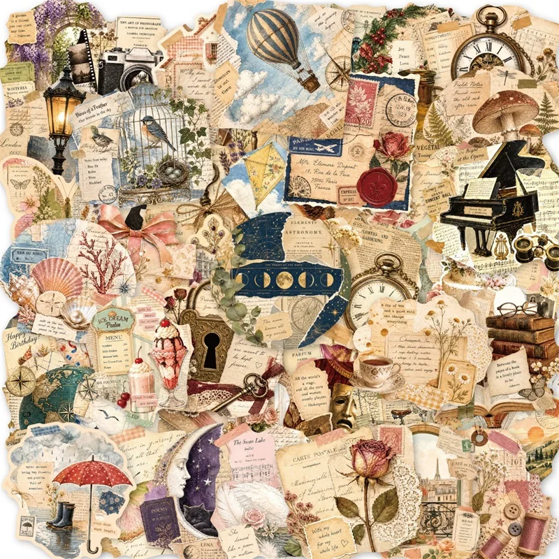 10/30/50PCS Retro European Newspaper Sticky PVC Sticker DIY Laptop Luggage Skateboard Decoration Scrapbooking