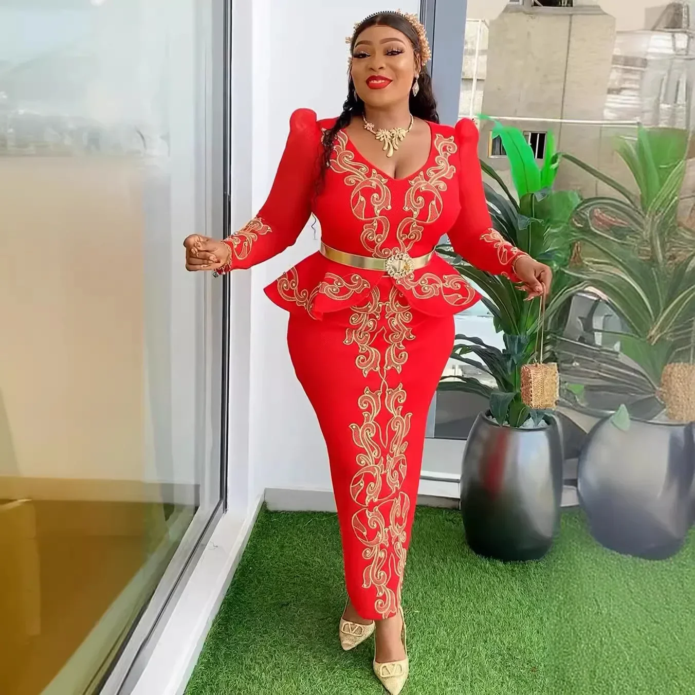 ชุดแอฟริกันสําหรับผู้หญิง 2024 Elegantแอฟริกาเสื้อผ้าDashikiอังการาชุดRobe Plusขนาดตุรกีงานแต่งงานชุดยาวใหม่