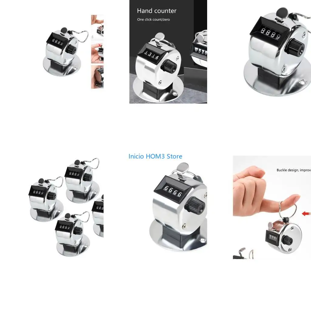 A5YD Tally Counter 4-Digit Clickers Counter, Metal Hand Tally Counters Clickers Pitches