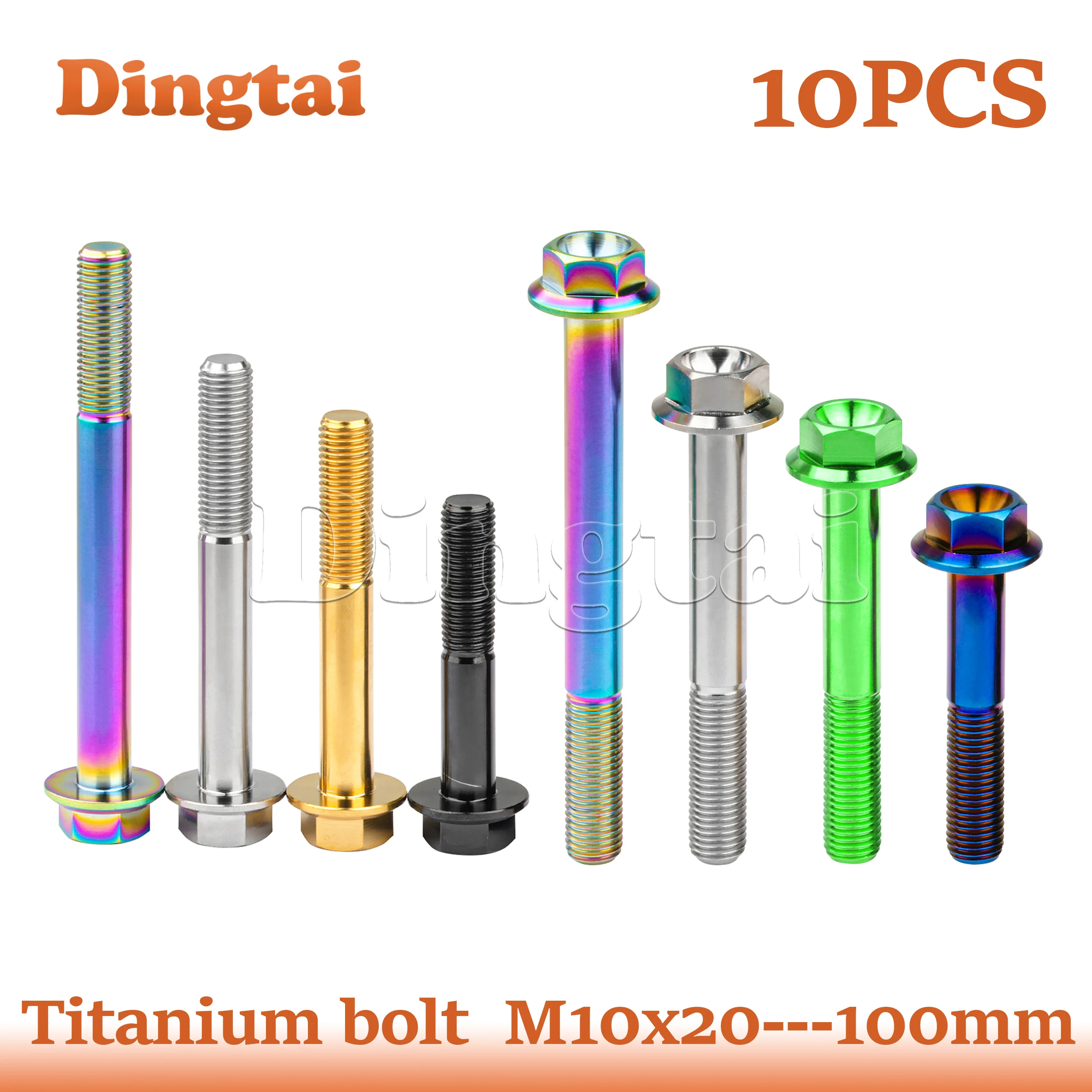 

Dingtai 10PCS M10 X 20-- 100mm Pitch1.25mm DIN6921 Hexagon Flange Head Screw for MotorcycleHonda Suzuki Yamaha