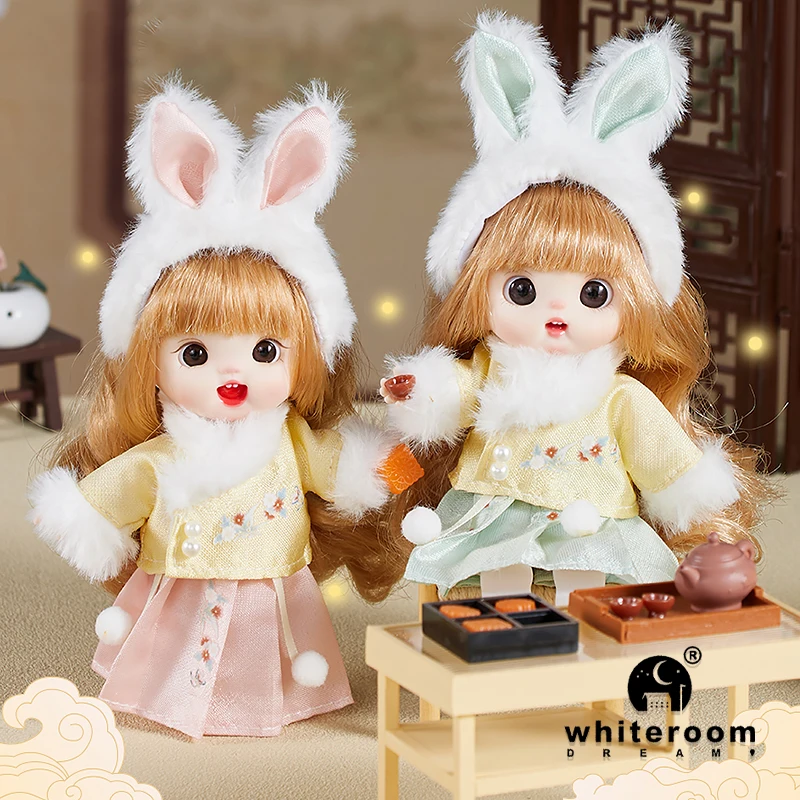 

2025 НОВАЯ праздничная кукла середины осени 13 см, кукла BJD, 13 подвижных шарниров, карманная мини-кукла в форме кролика на удачу, пушистый кролик, подарок
