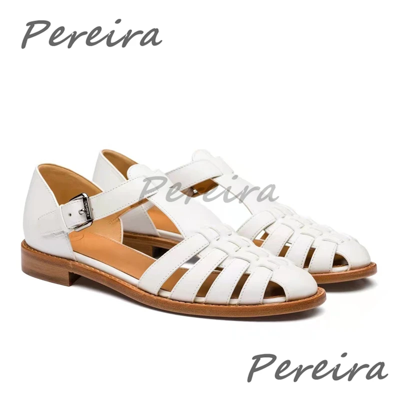 

Summer Comfortable Men's Sandals Roman Round Toe Hollow Metal Buckle Gladiator Sandals Fashion Versatile Daily Casual Shoes