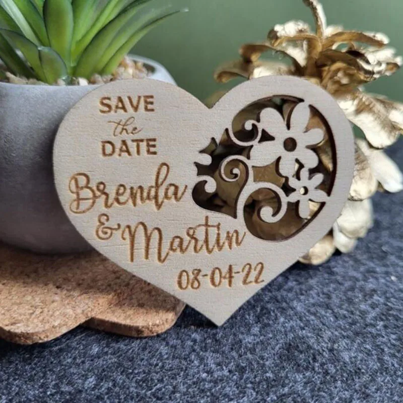 

Personalized Save the date Magnet,Wedding magnets,Wedding invitation,Heart shape Wooden magnet,Gifts for Guests,Wedding Decor