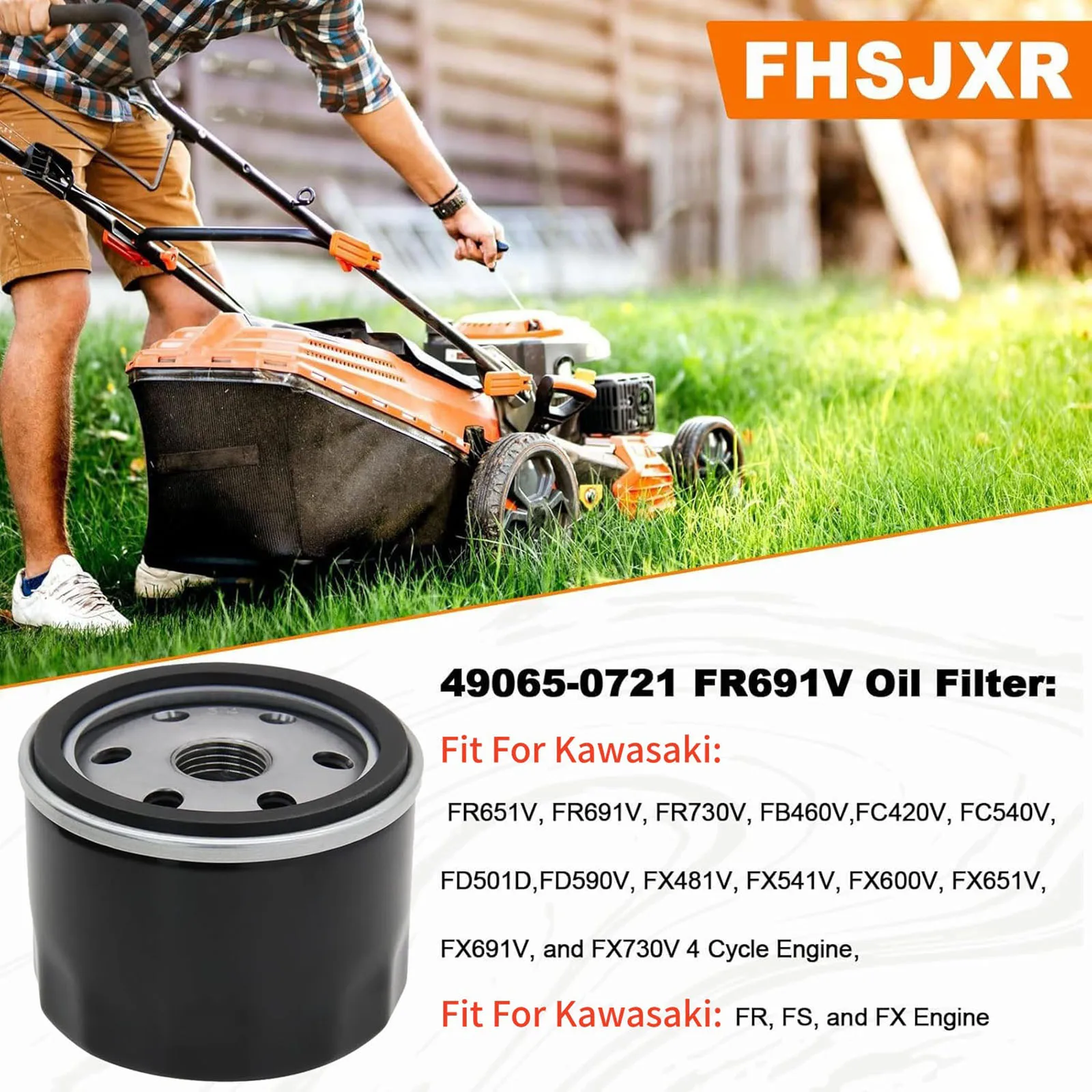 Paquete de 2 filtros de aceite para Kawasaki FR/FS/FX Series, Briggs Stratton John Deere Kohler Tecumseh, reemplaza a 49065-7007 492932 AM125424