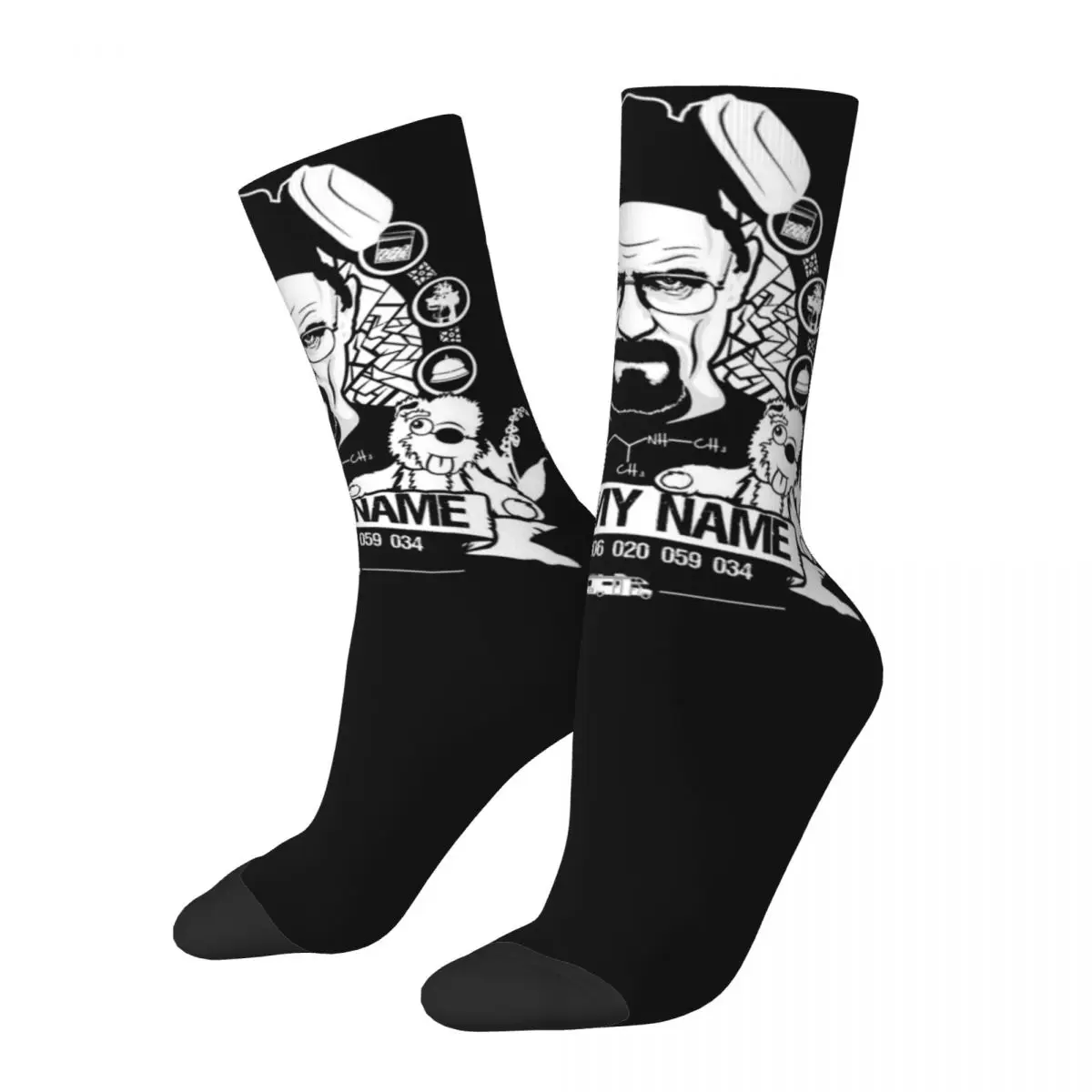 Meias estampadas Breaking Bad masculinas, meias vintage, antiderrapante, ao ar livre, adultos, homens, quebrando, ruim, outono, qualidade